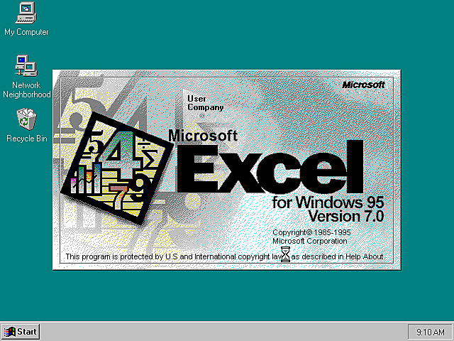 Microsoft Excel 7.0