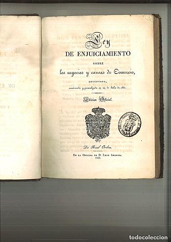 Ley de Enjuiciamiento sobre Negocios y causas de Comercio.