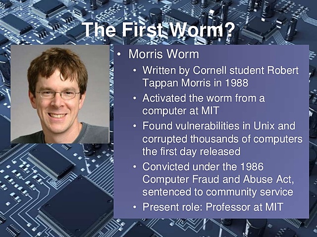 When was the first worm created and what was the name?