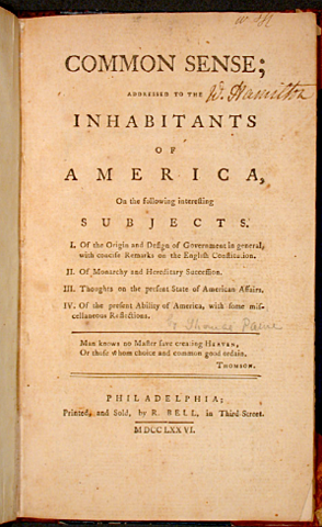 I've been reading Common Sense by Thomas Paine
