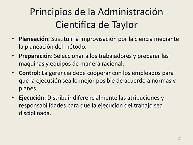 Taylor, Principios de la Administración Cientifica