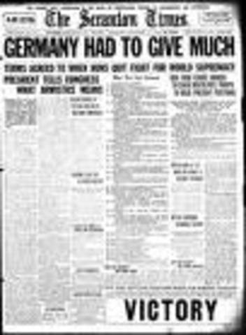 World War I ends with German Defeat