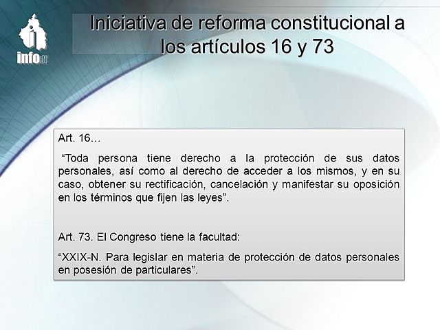 Reformas a los artículos 16 y 73 constitucionales