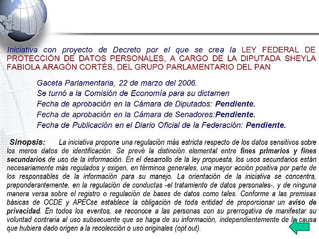 Iniciativa de ley Federal de Protección de Datos Personales.