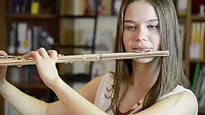 listening to my sister play the flute.
