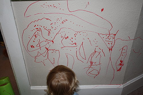 Drawing on my moms new fridge.