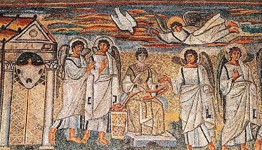 LA ANUNCIACIÓN, MOSAICO DEL ARCO TRIUNFAL.