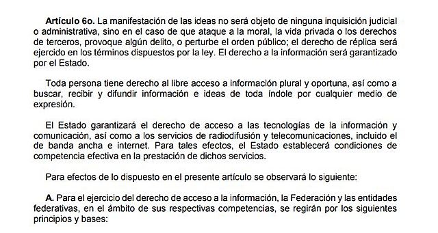 proyecto para reformar el articulo 6 constitucional