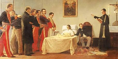 muere simón bolívar y se disuelve la gran Colombia