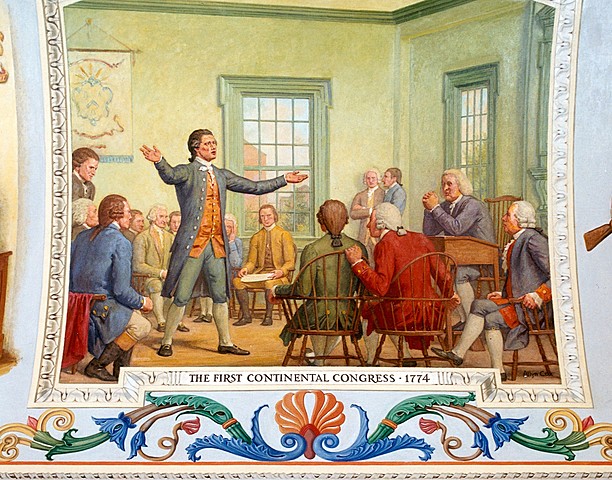 The First Continental Congress meets. Agree to boycott British goods.