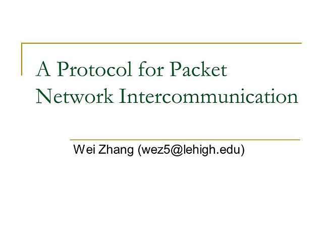 Publicacion del protocolo Packet Network Intercommunication.
