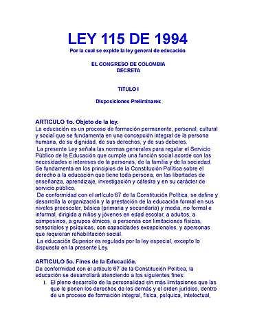 Establecimiento de Leyes y Decretos sobre la Educación