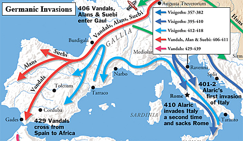 La formación de lenguas romana y Invasiones Germánicas