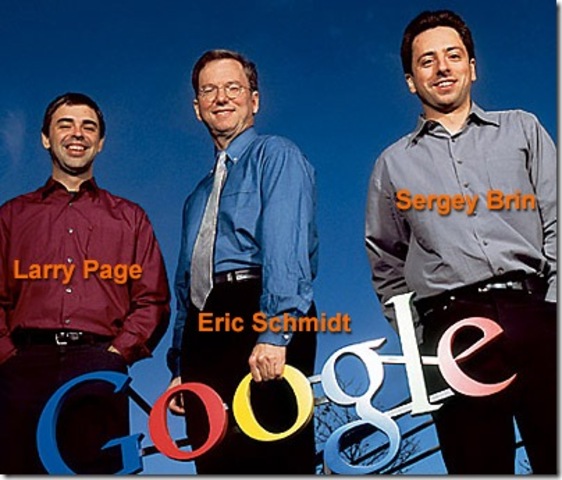 Larry page, Eric Schmidt y Sergey Brin GOOGLE
