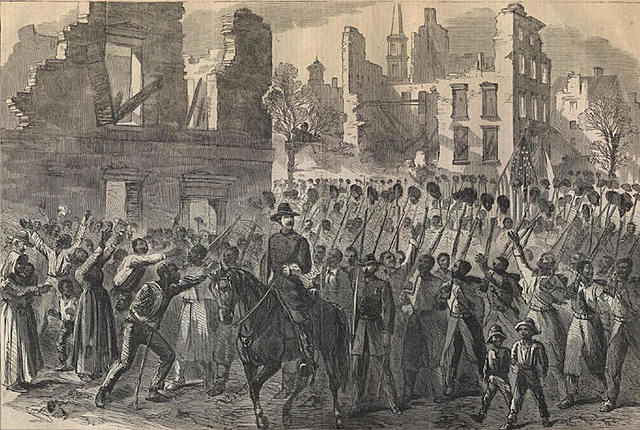General Sherman's troops enter Charleston, South Carolina.