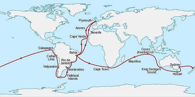 partida de darwin en su viaje.