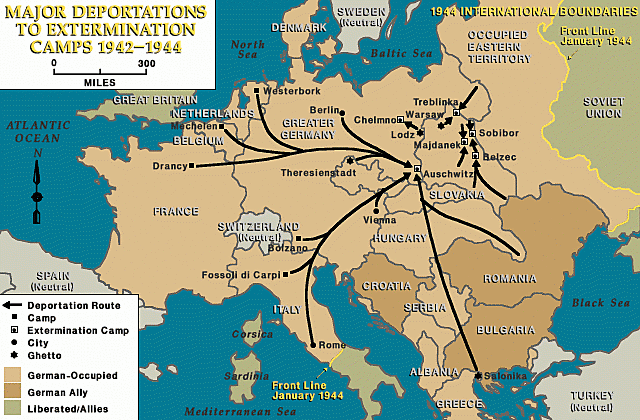 Απελάσεις σε Στρατόπεδα Συγκέντρωσης - Χάρτης