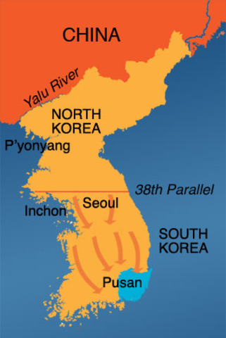 North Korea invades South Korea