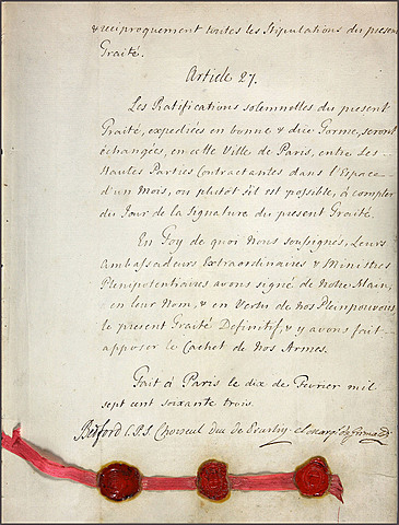 treaty of Paris signed