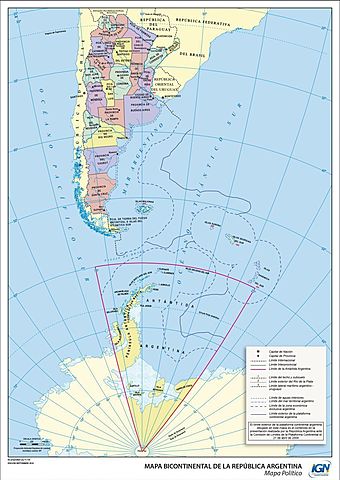 El mapa de Argentina bicontinental