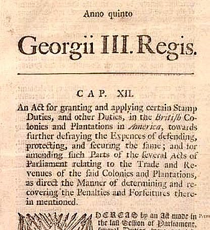 Passage of the stamp Act