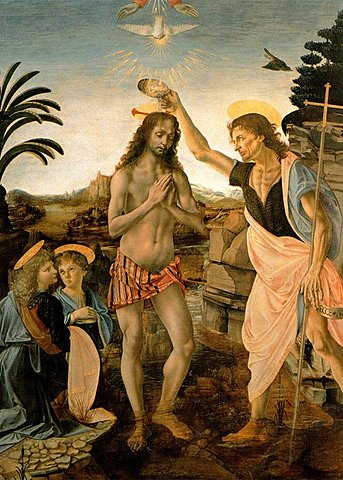 El Bautismo de Cristo Galería Uffizi, Florencia