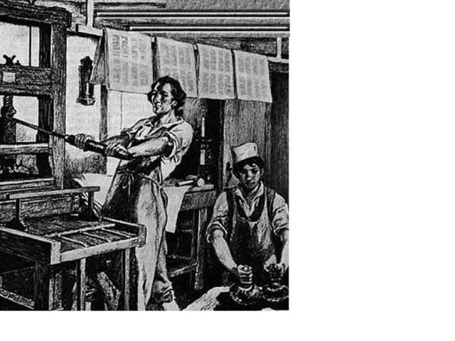 12 year-old Benjamin began working in his brother's print shop.