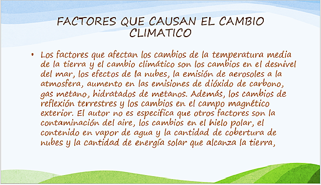 FACTORES DEL CAMBIO CLIMATICO