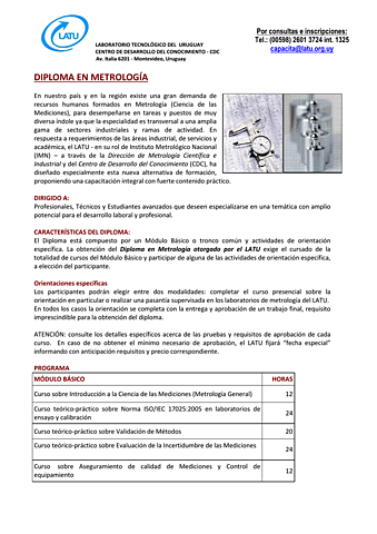 Diplomado en Metrología y Calidad