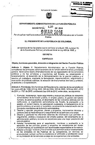 decreto 430 del 9 marzo 2016