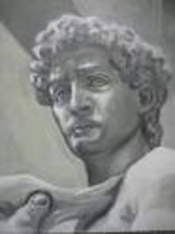 Michelangelo finishes the David sculpture