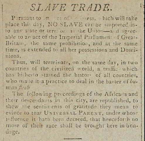 U.S Slave trade with Africa ends