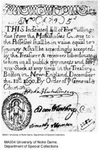 First colonial paper currency