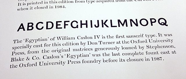 Caslon's first sans-serif type.