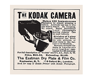 Eastman Kodak camera commercializes photography.