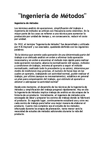 aparece el termino de ingenieria de metodos