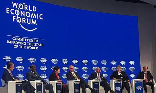 El secretario general de la ONU durante el Foro Económico Mundial.