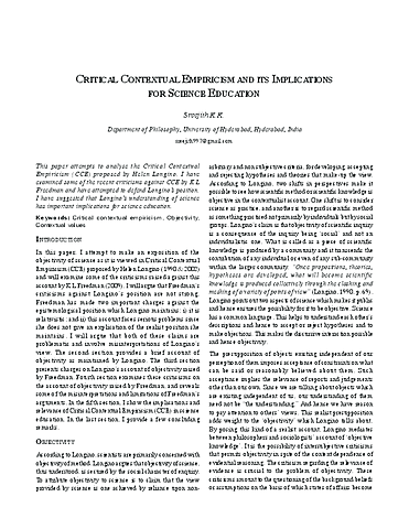 Helped develop the Theory Contextual Empiricism