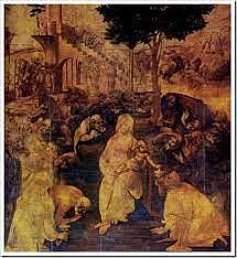 Pinta el gran retablo inacabado de la adoración de los reyes (galería de los uffzi)