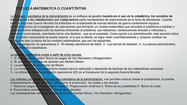 ESCUELA MATEMATICA O CUANTITATIVA