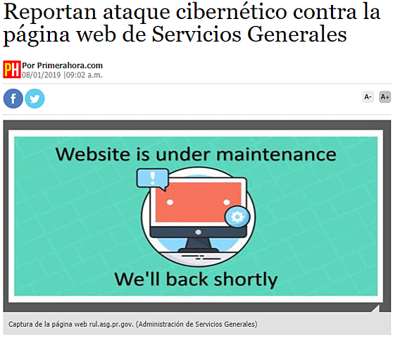 Reportan ataque cibernético contra la página web de Servicios Generales