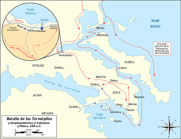 Batalla de las Termópilas y Salamina, consiguiendo la expulsión de Jerjes de Grecia .