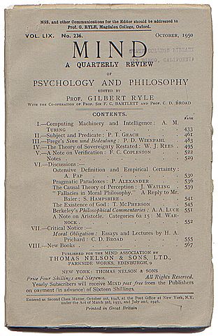 Computing Machinery and Intelligence