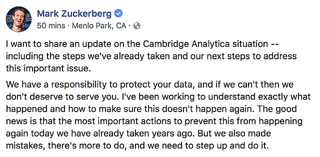 Mark Zuckerberg, el CEO de Facebook, finalmente habla.