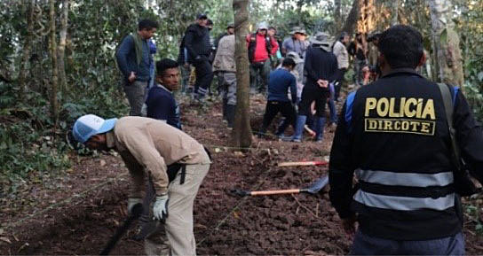 Ejecución de la operación “Voces de la Justicia 2019 - DIRCOTE PNP” lográndose la ubicación y hallazgo de una fosa clandestina en el ex campamento terrorista denominado “Cerro Pukañahui”, Junín