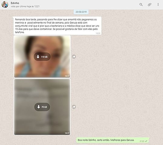 Avó informa que está com conjuntivite.