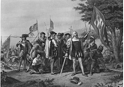 Columbus lands on America
