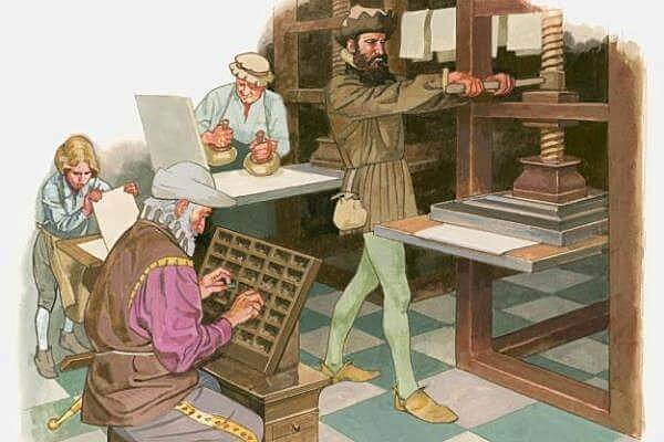 Invención de la imprenta por Johannes Gutenberg