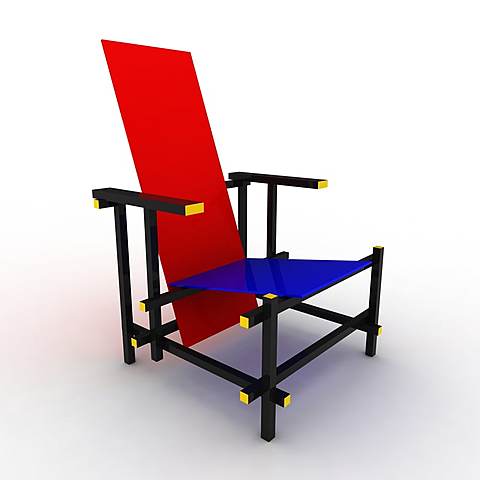 Chaise red and blue