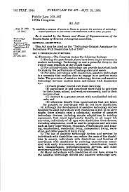 The Technology-Related Assistance for Individuals with Disabilities Act (P.L. 100-407)